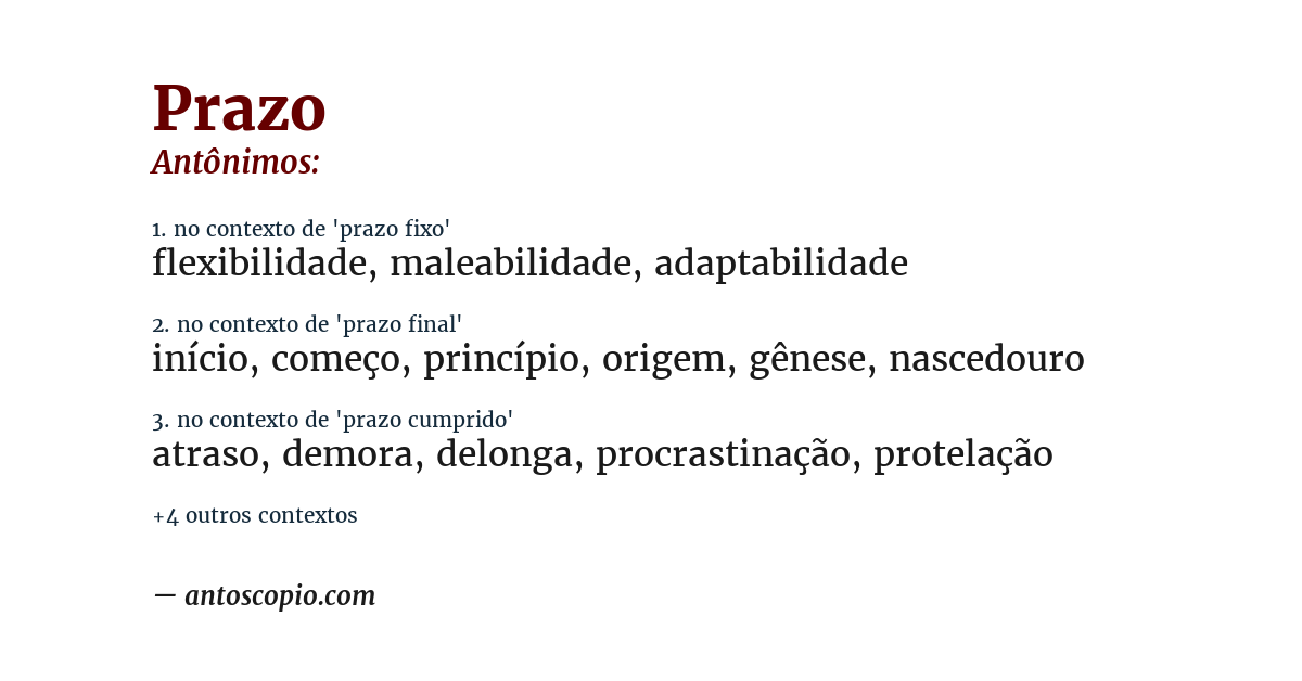 Antônimo de prazo