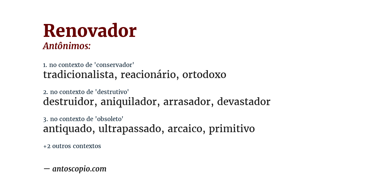Antônimo de renovador
