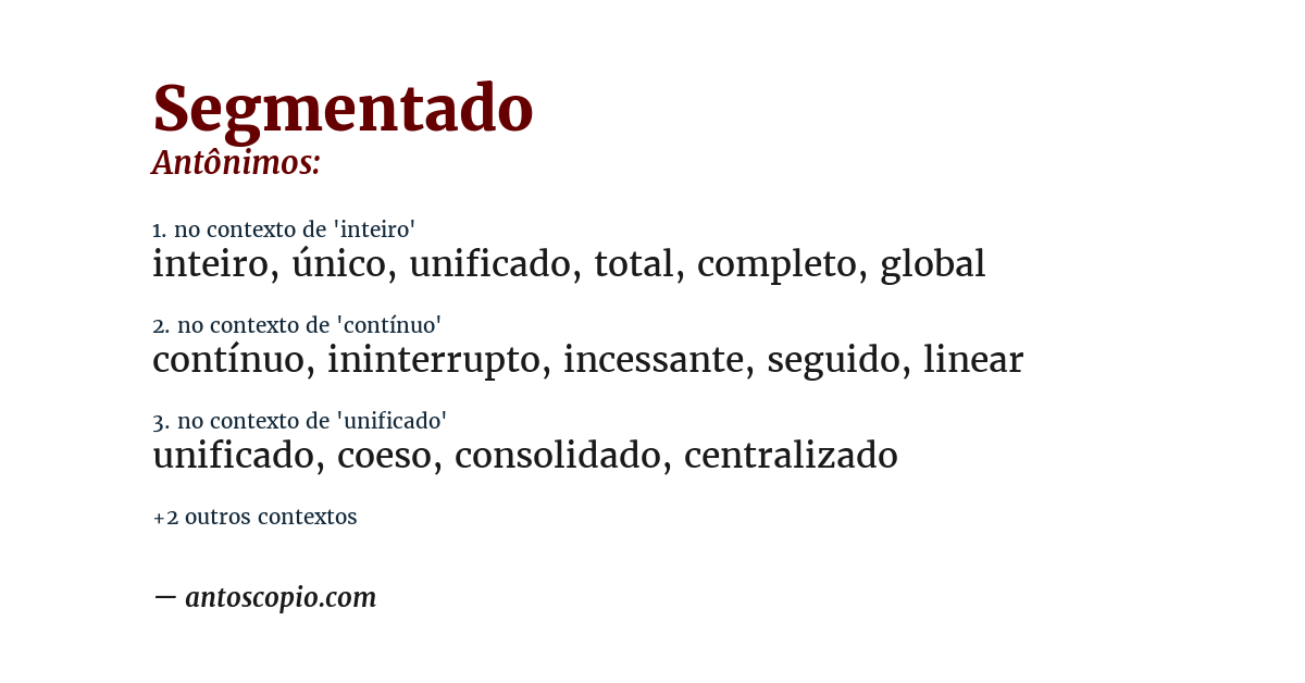 Antônimo de segmentado