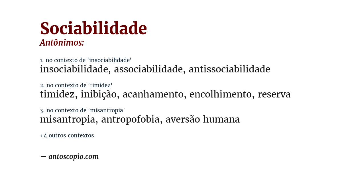 Antônimo de sociabilidade