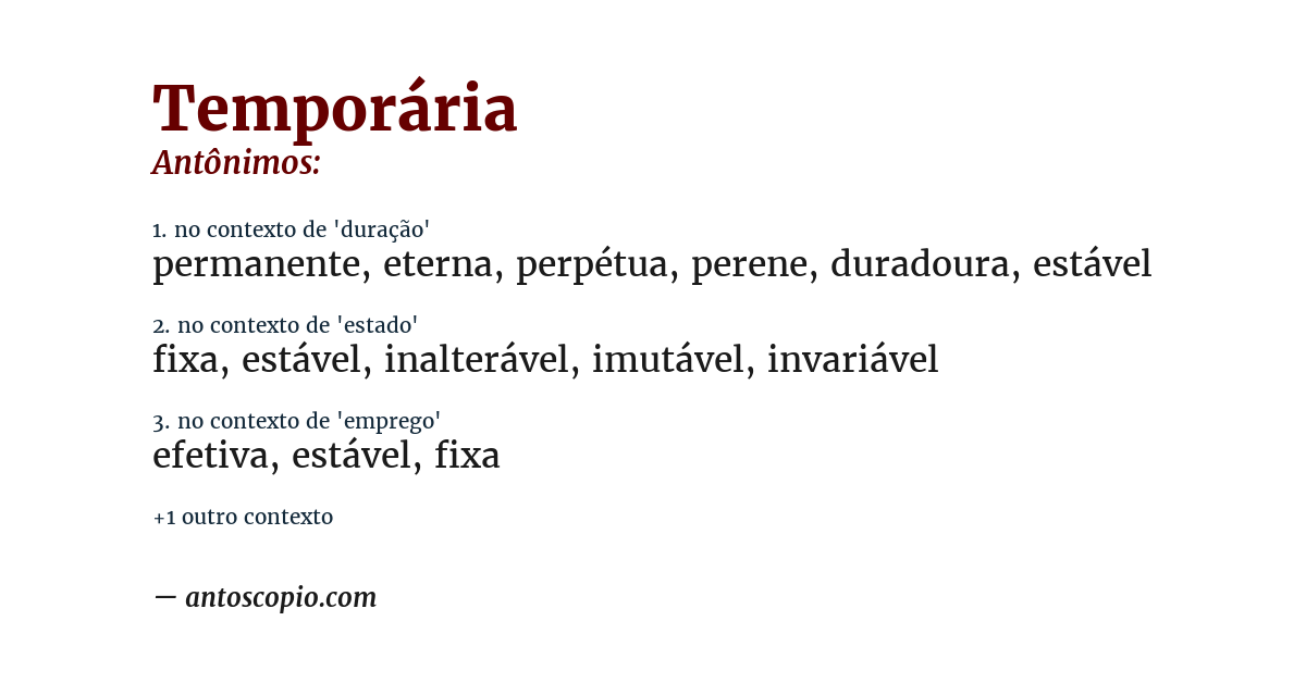 Antônimo de temporária