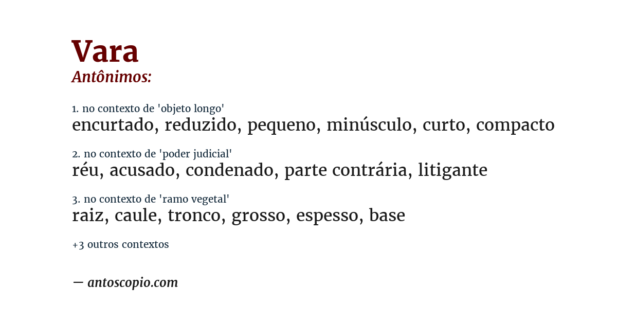 Antônimo de vara