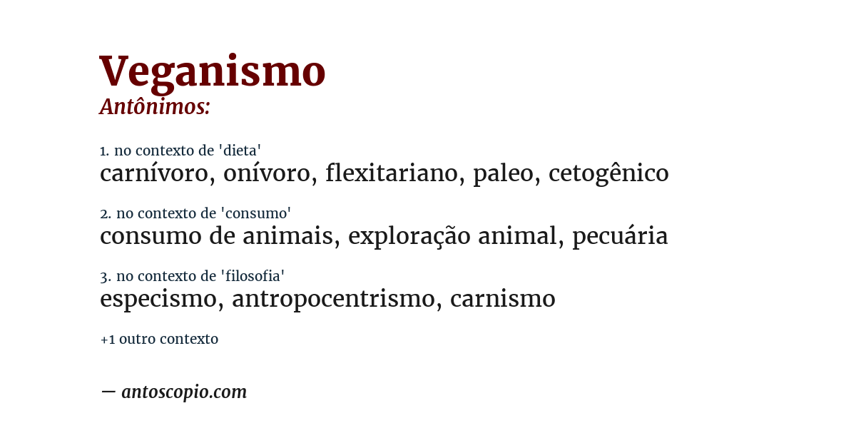 Antônimo de veganismo