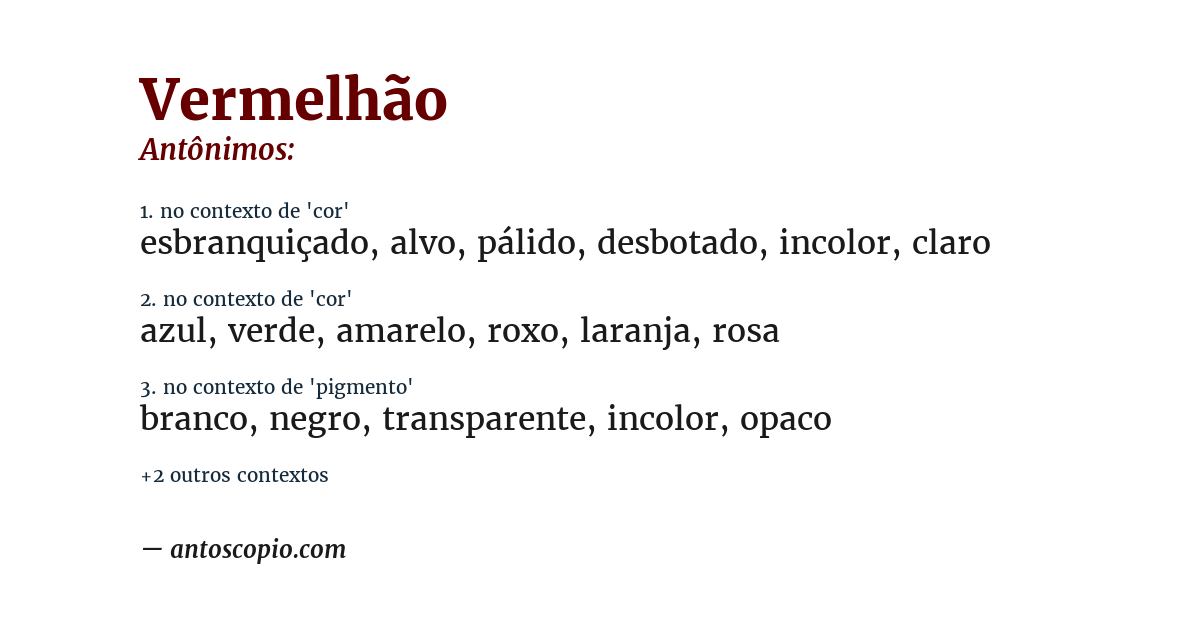 Antônimo de vermelhão