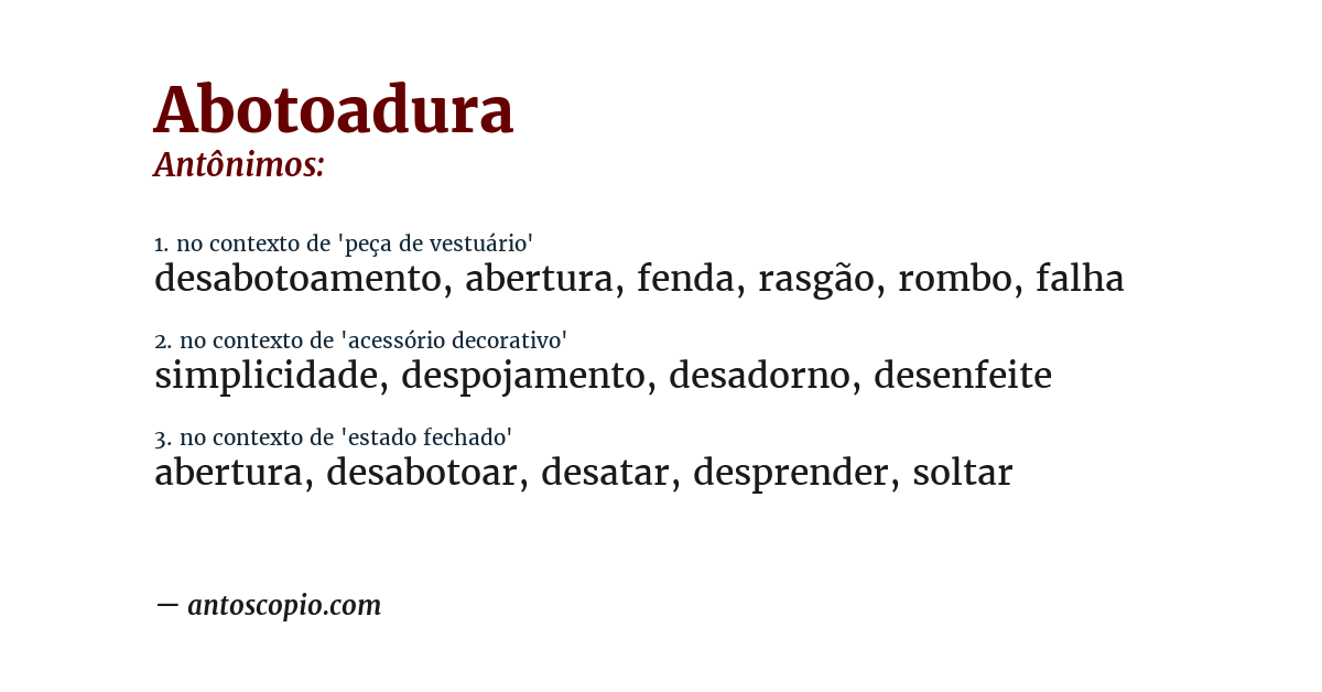 Antônimo de abotoadura
