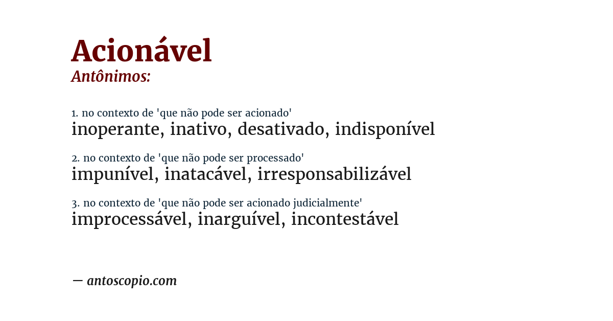 Antônimo de acionável