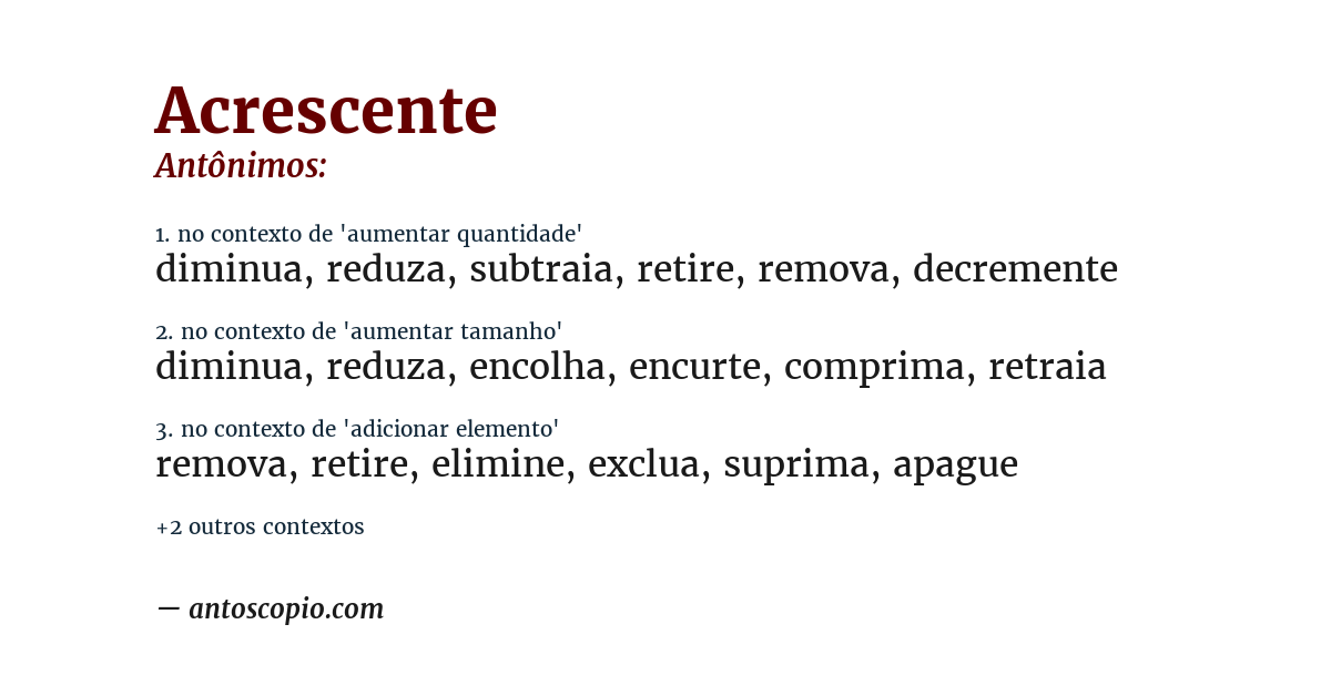 Antônimo de acrescente