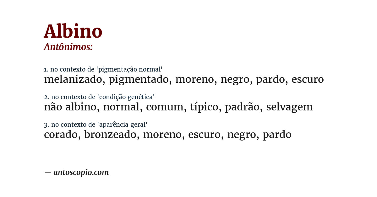 Antônimo de albino