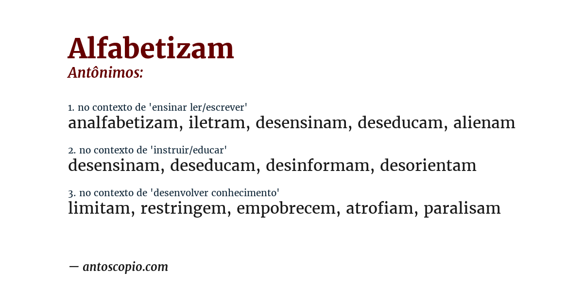 Antônimo de alfabetizam