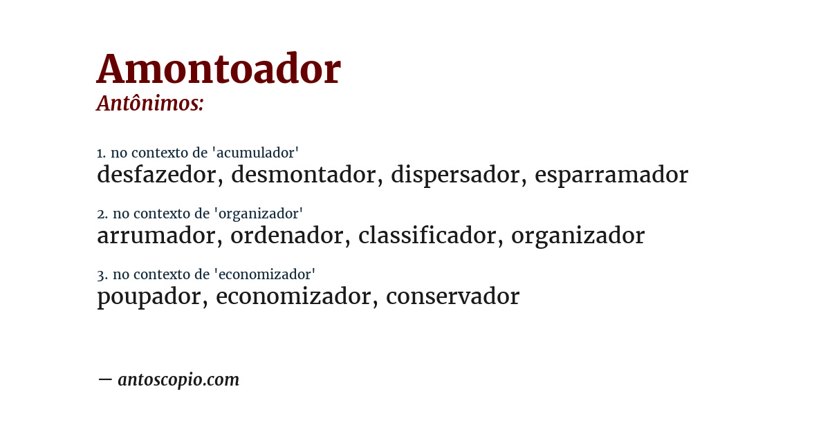 Antônimo de amontoador