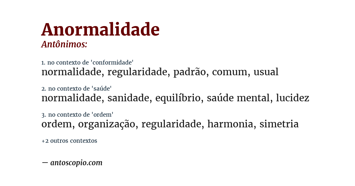 Antônimo de anormalidade