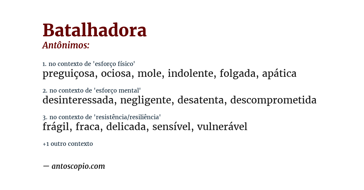 Antônimo de batalhadora