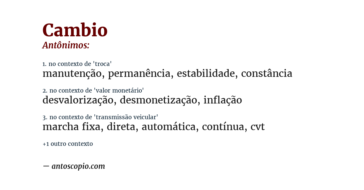 Antônimo de cambio