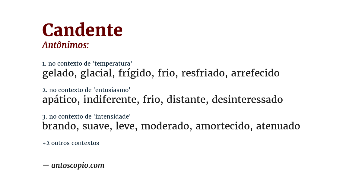 Antônimo de candente