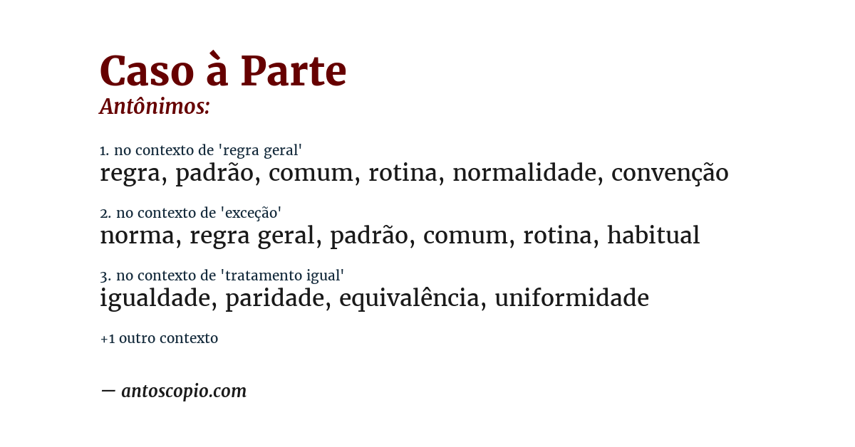 Antônimo de caso à parte