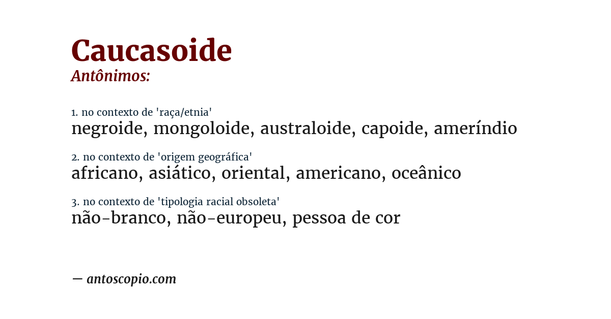 Antônimo de caucasoide