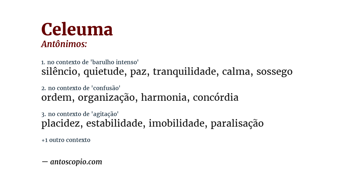 Antônimo de celeuma