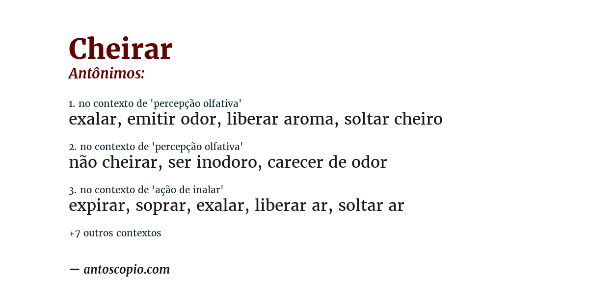 Antônimo de cheirar