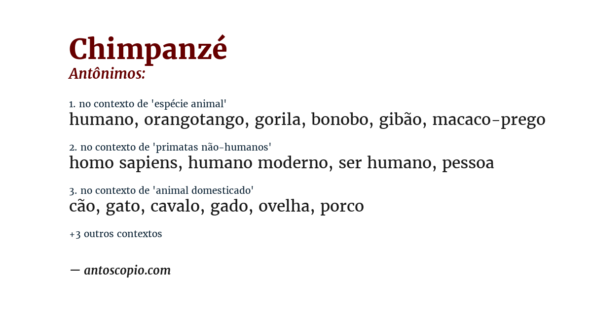Antônimo de chimpanzé