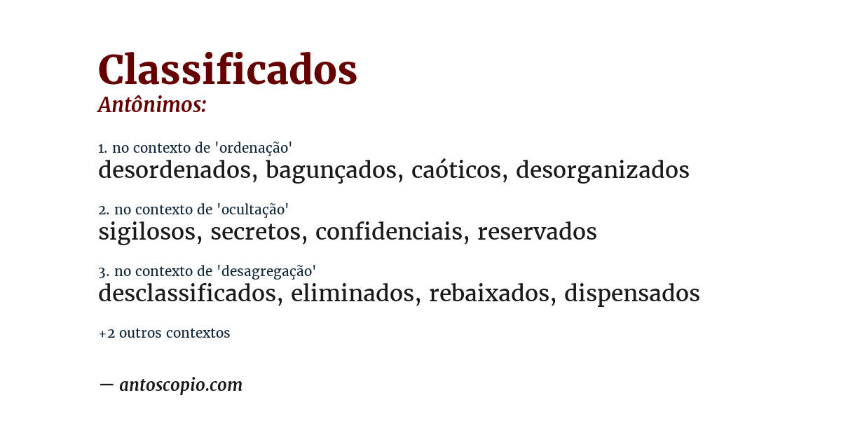 Antônimo de classificados