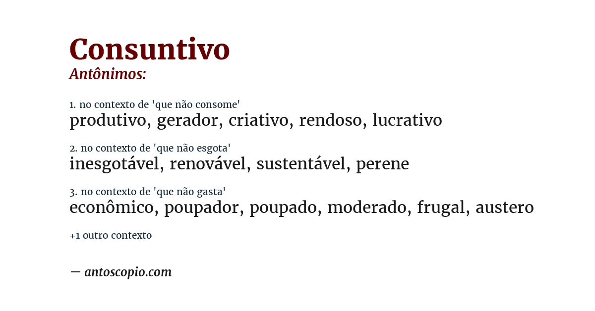 Antônimo de consuntivo