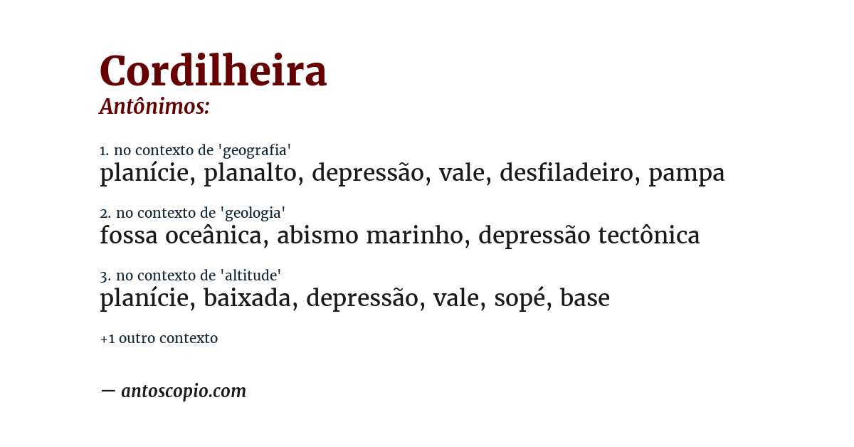 Antônimo de cordilheira