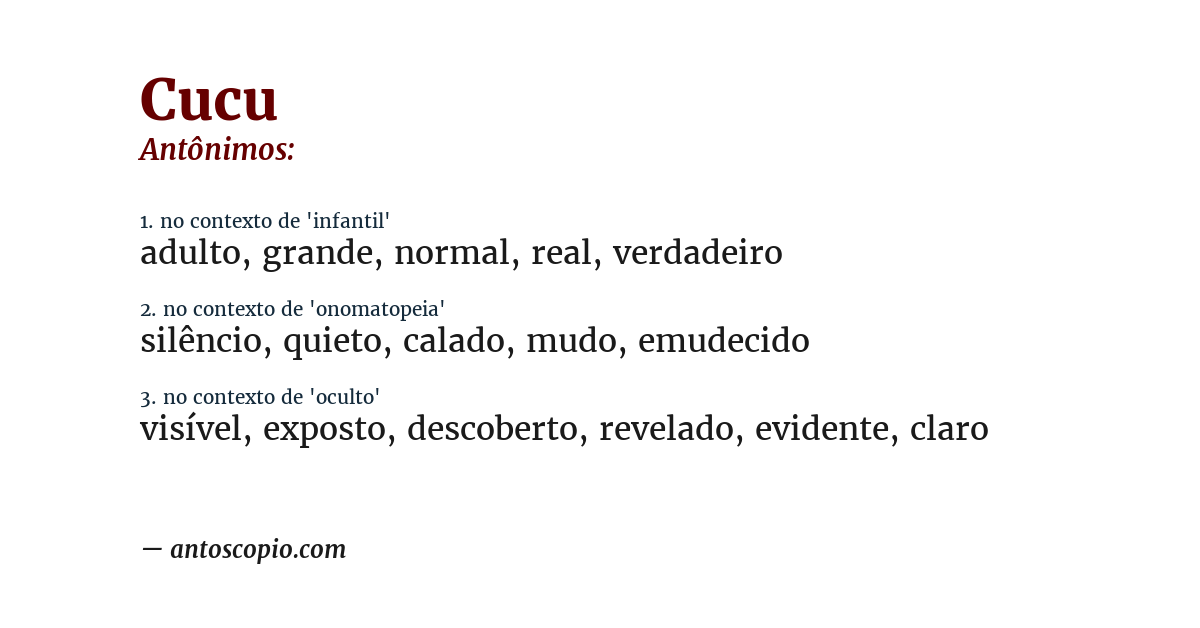 Antônimo de cucu