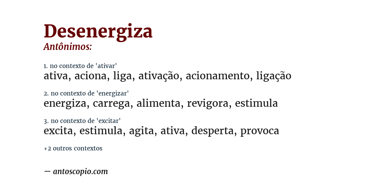 Antônimo de desenergiza