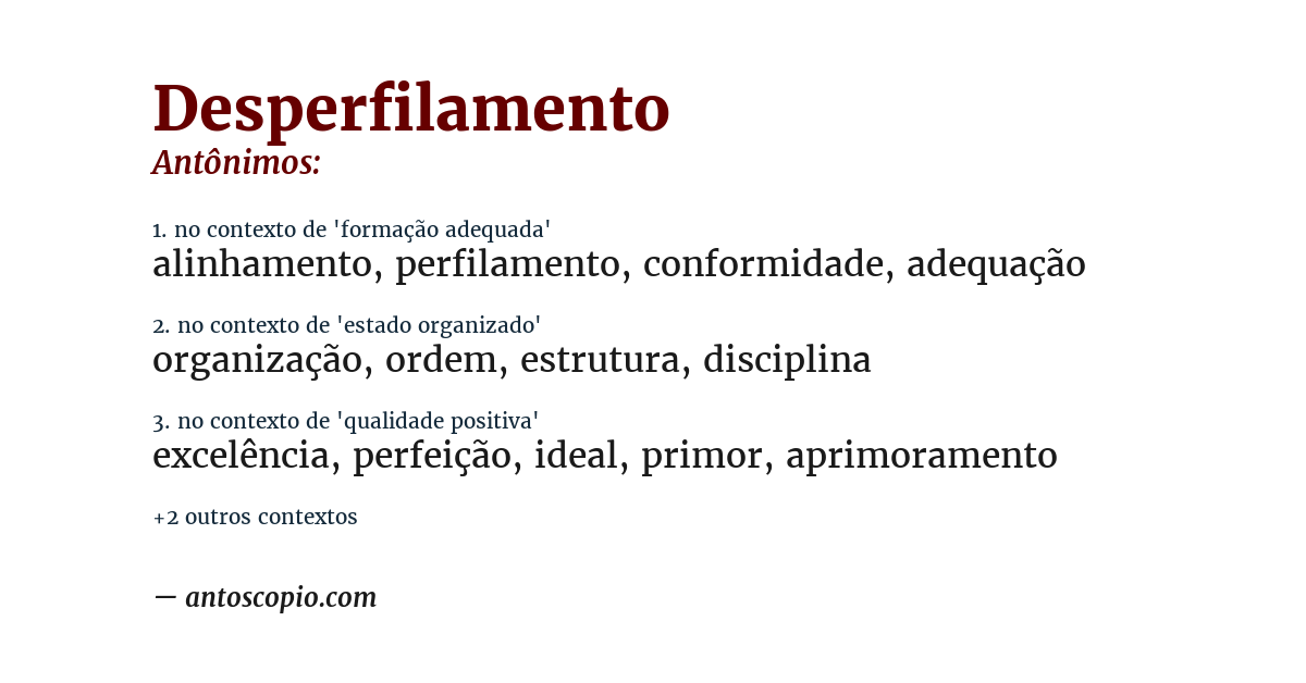 Antônimo de desperfilamento