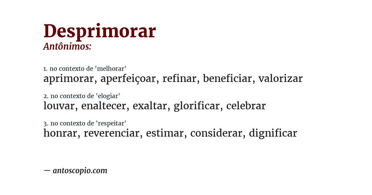Antônimo de desprimorar