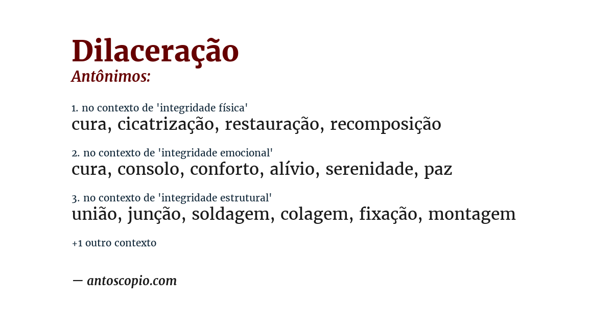 Antônimo de dilaceração