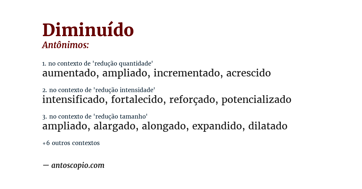 Antônimo de diminuído