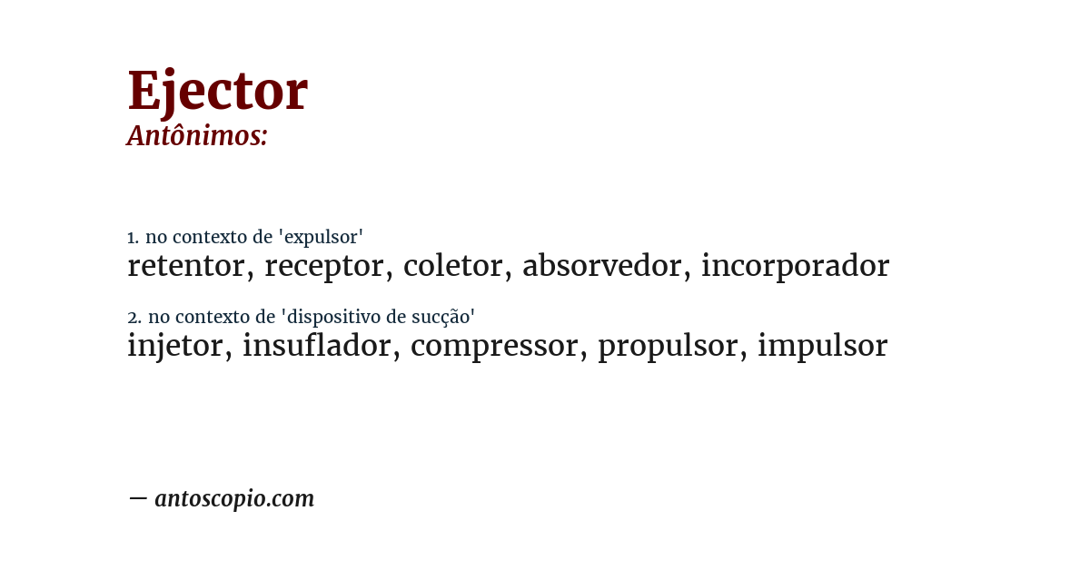 Antônimo de ejector
