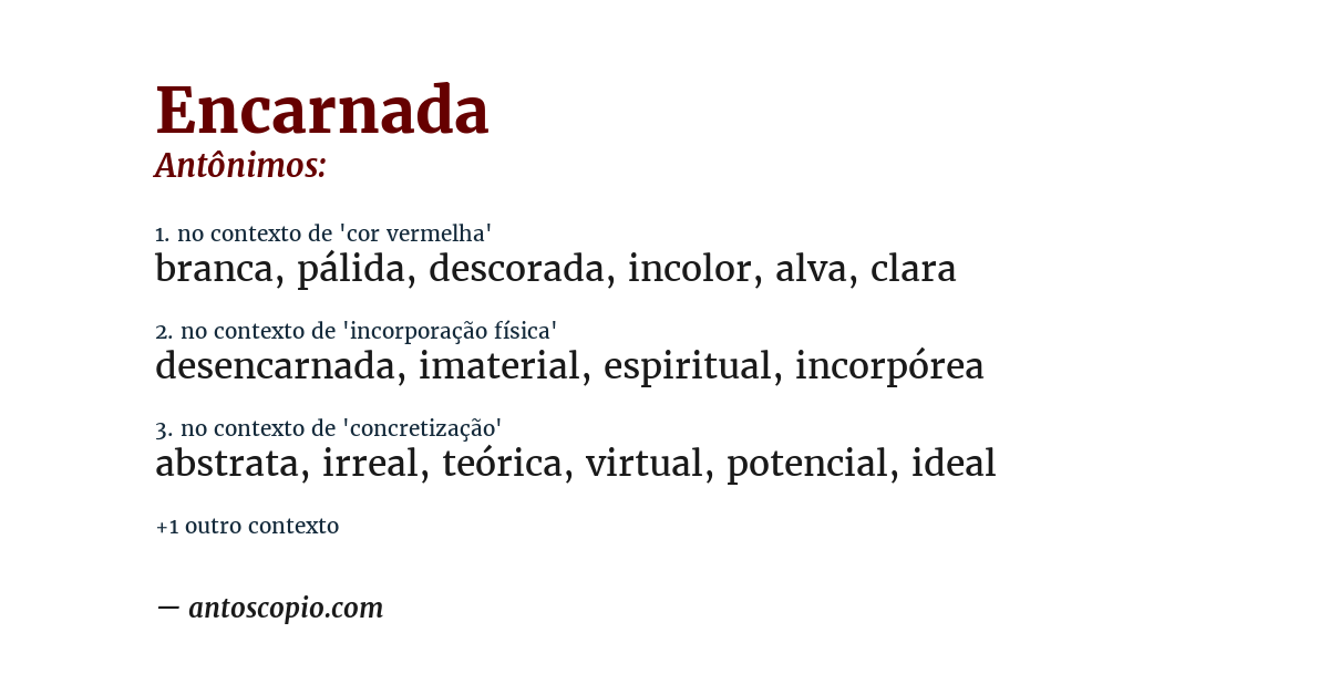 Antônimo de encarnada