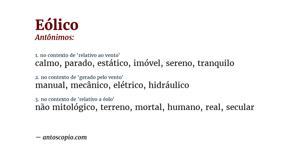 Antônimo de eólico