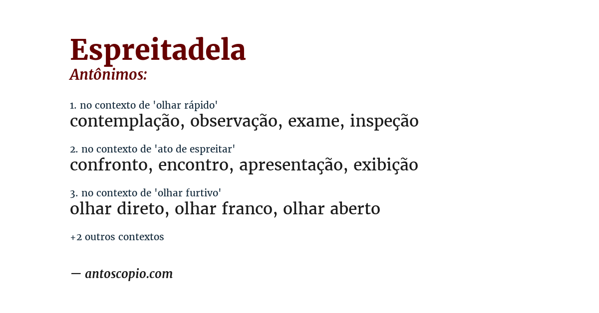 Antônimo de espreitadela