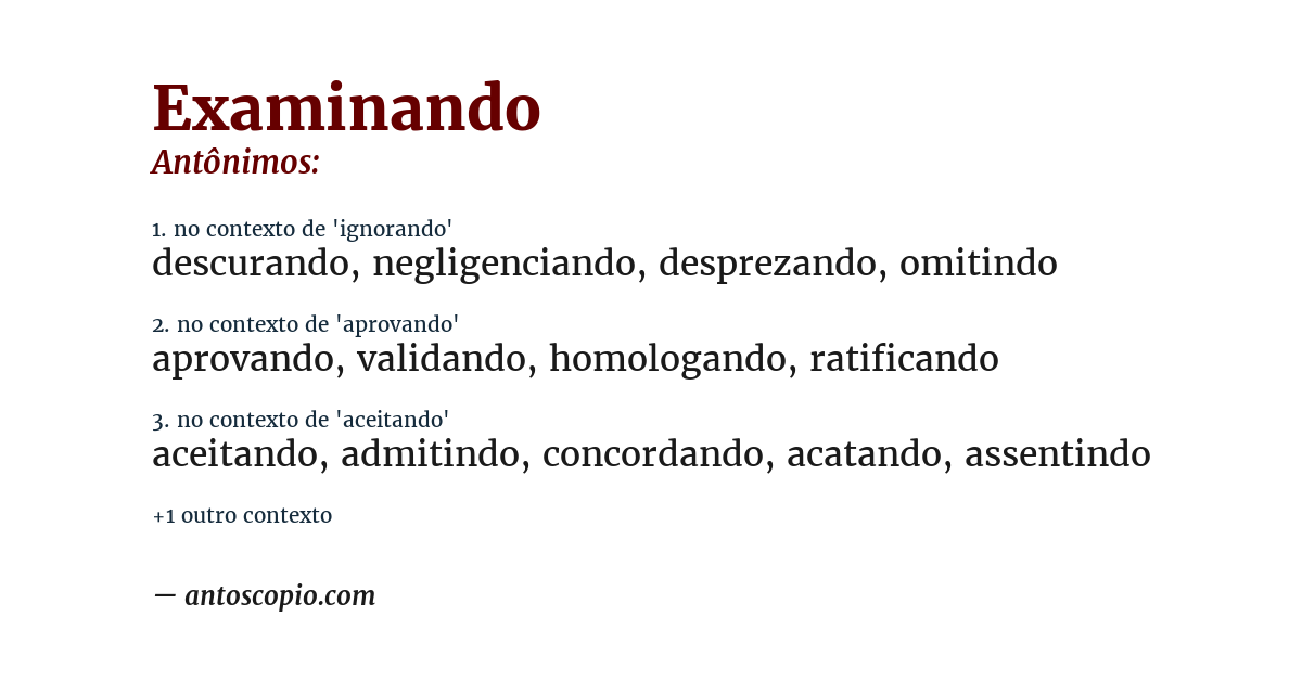 Antônimo de examinando