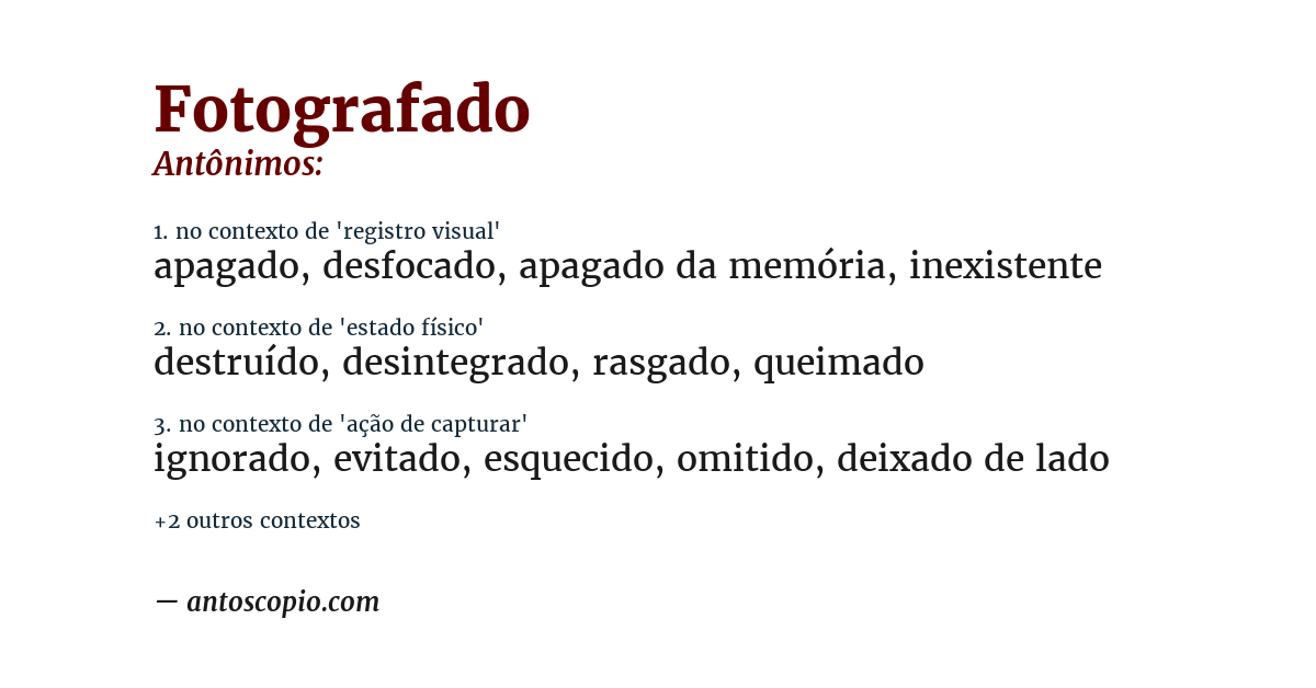 Antônimo de fotografado