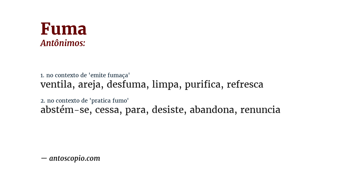 Antônimo de fuma