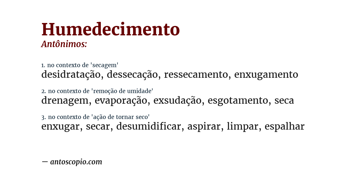 Antônimo de humedecimento