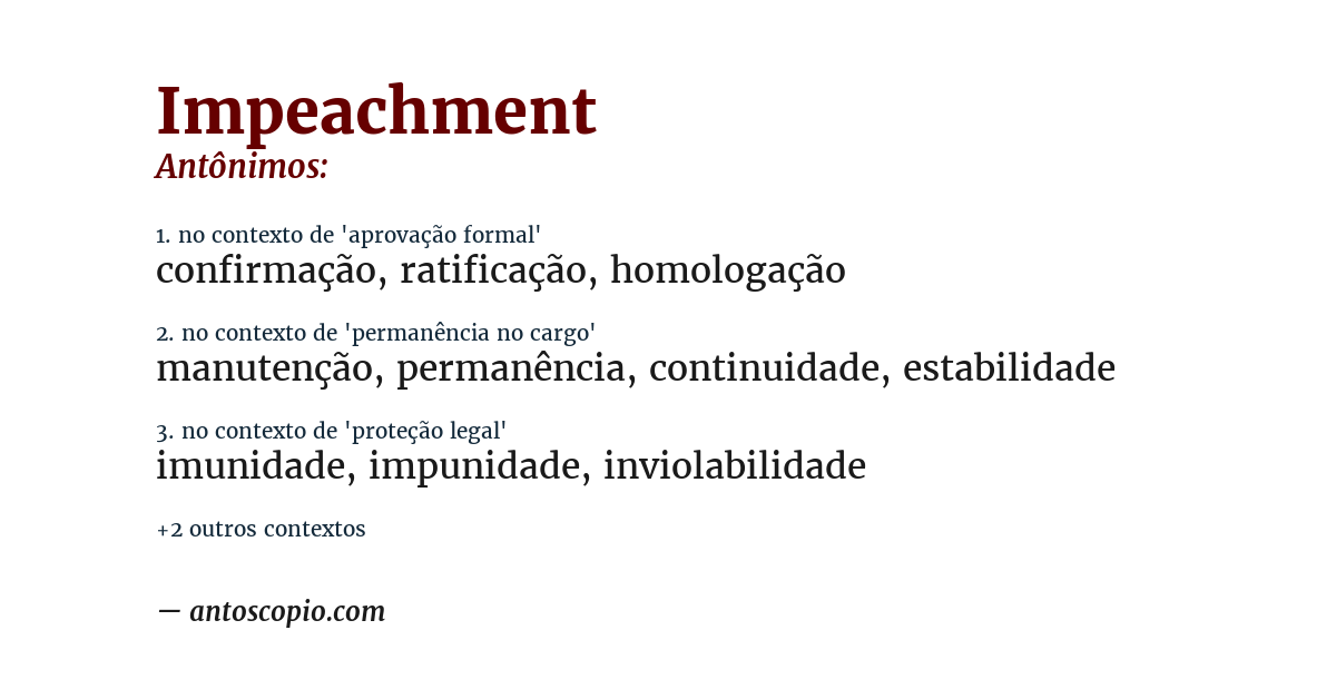 Antônimo de impeachment