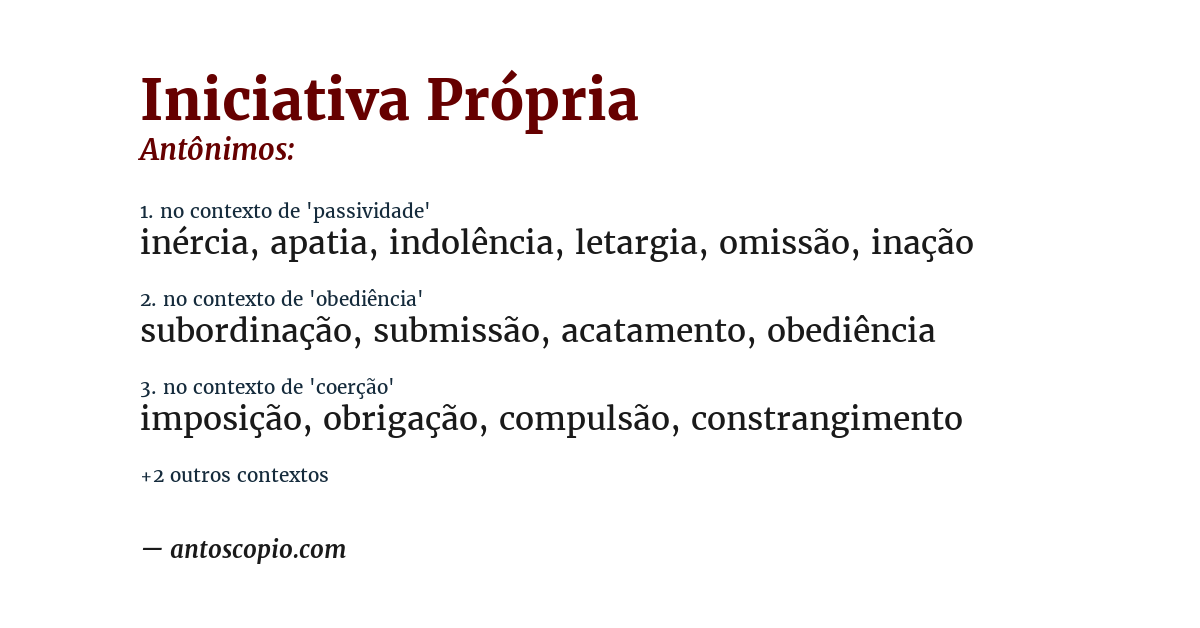 Antônimo de iniciativa própria