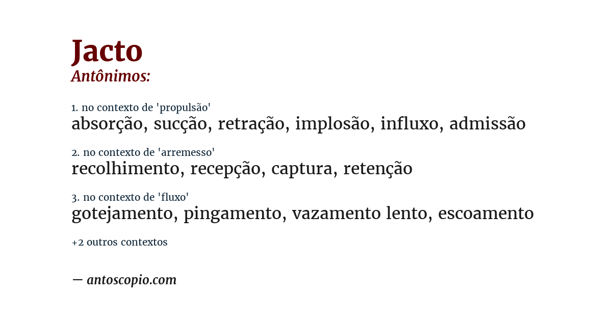 Antônimo de jacto