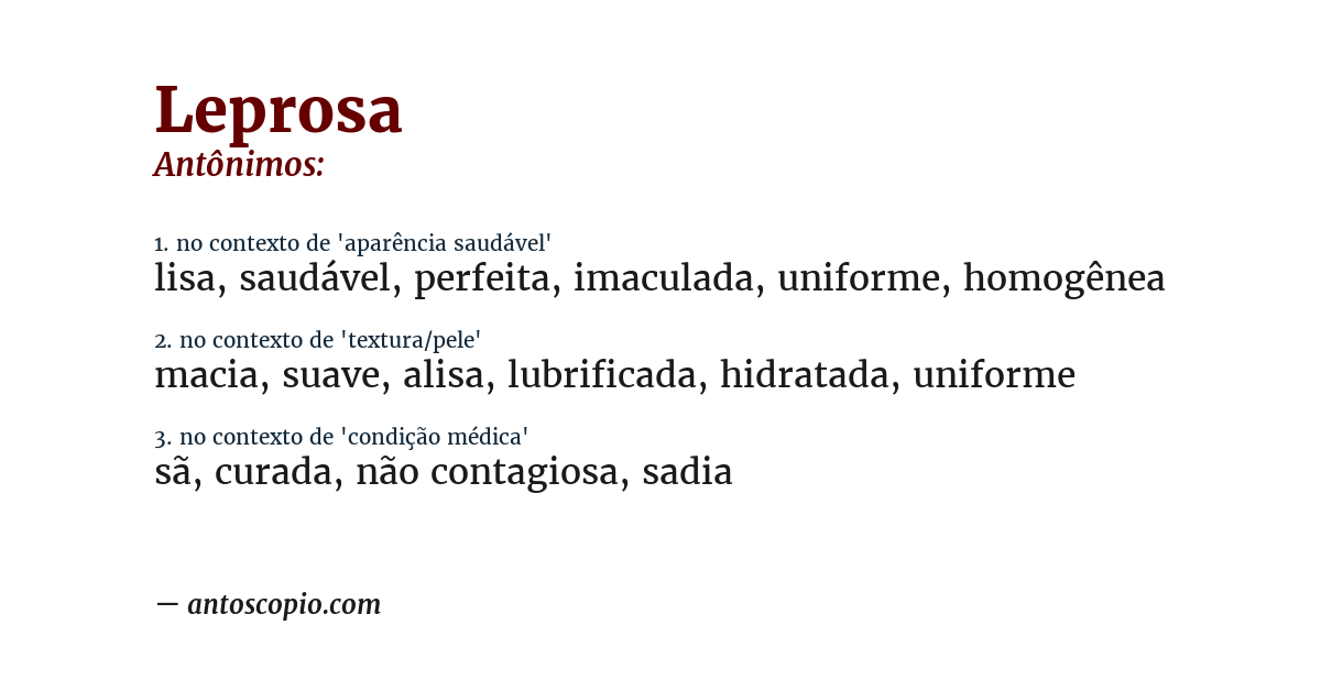 Antônimo de leprosa