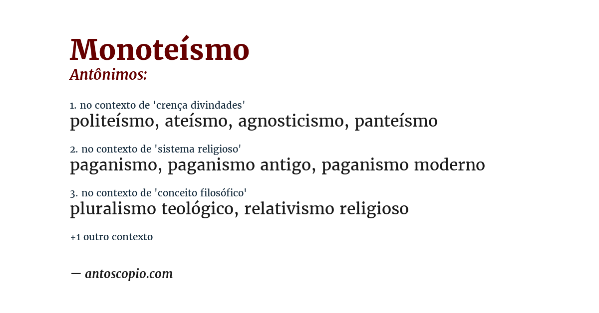 Antônimo de monoteísmo