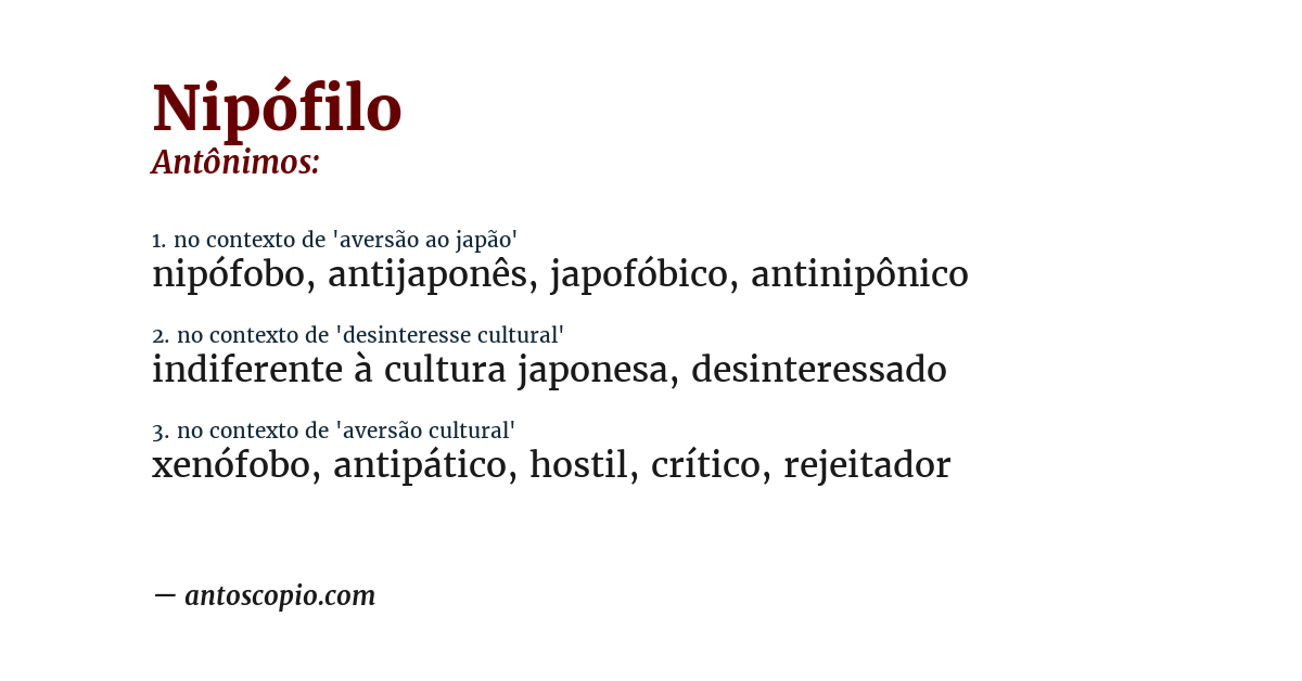 Antônimo de nipófilo