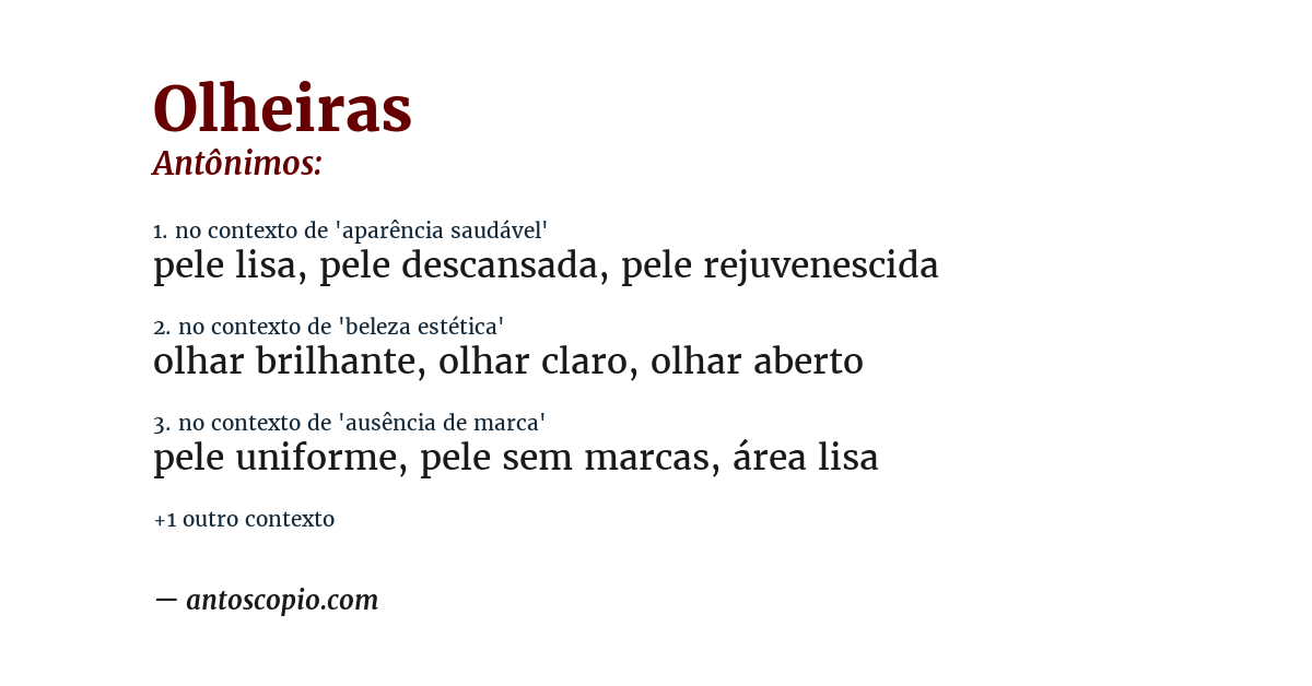 Antônimo de olheiras