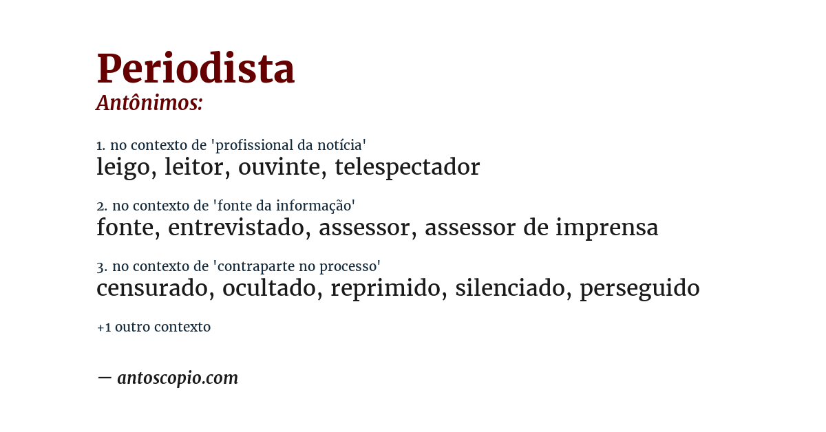Antônimo de periodista