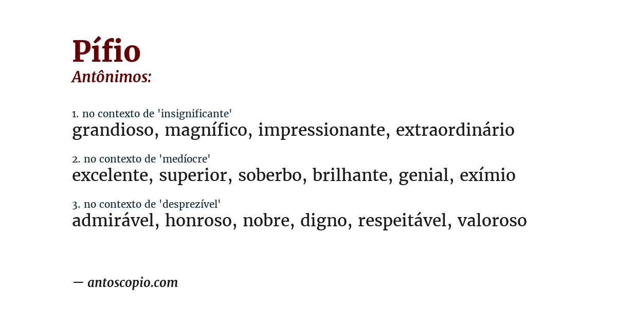 Antônimo de pífio