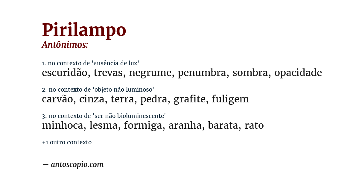 Antônimo de pirilampo
